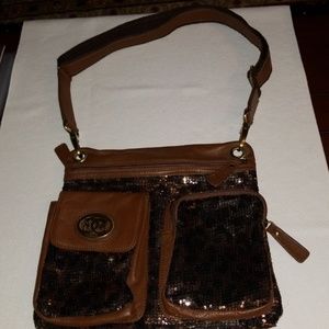 NWOT Sharif sequin and leather shoulder bag. REDUCED